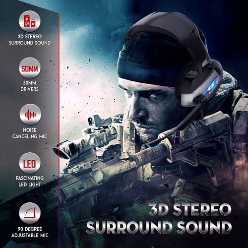 Auriculares para juegos de 3,5 mm para PC PS4 Xbox One Auriculares con micrófono de sonido envolvente RGB - Imagen 37 de 50