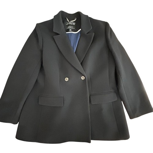 J. CREW Black Coat JACKET 18 Italian Double Cloth Outdoor Wool Pea Preppy