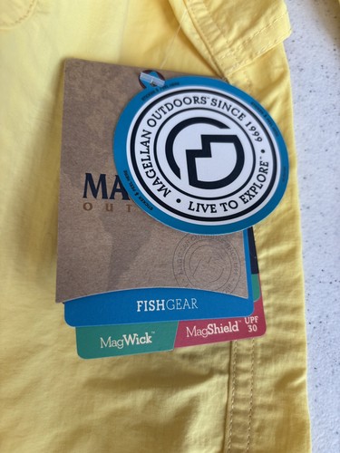 Magellan Laguna Madre Fishing Shirt Mens Medium M Long Sleeve Button Down Yellow - Picture 3 of 10