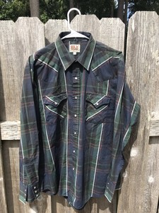 VTG-Ely-Cattleman-Western-Mens-L-S-Pearl-Snap-Shirt-Plaid-Rodeo-Cowboy-16-5-35