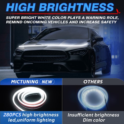 71" Inch Flexible Car Hood Light Strip Exterior Car LED Strip Lights DRL Running - Picture 4 of 14