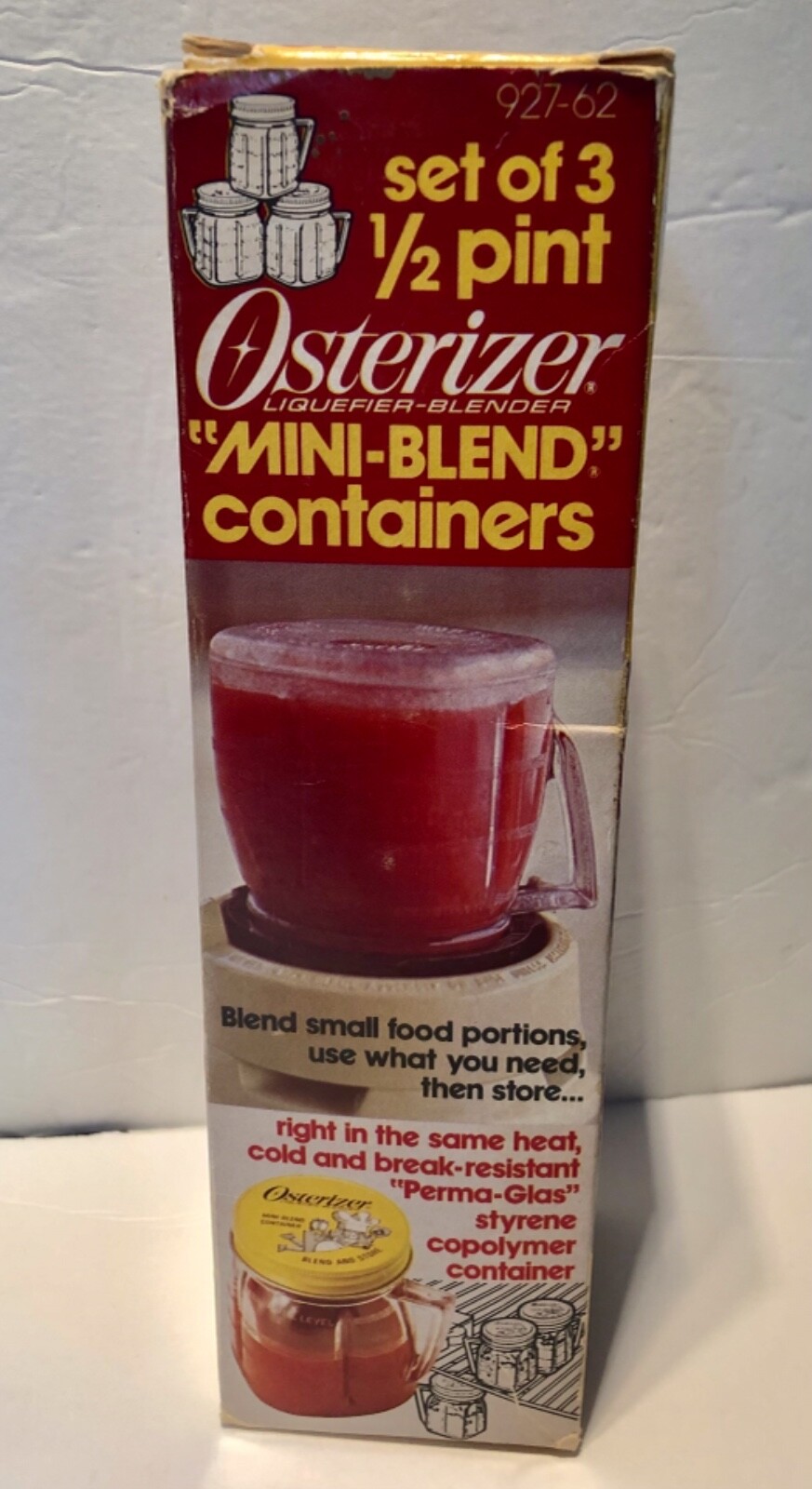 MINIBLEND OSTERIZER Set of 3 1/2 Pint Containers LIQUEFIERBLENDER New
