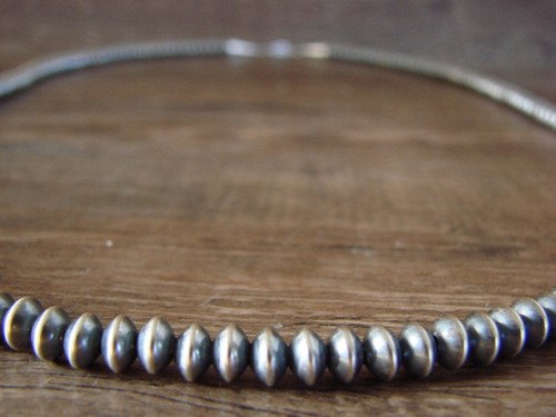 Amerikanische Ureinwohner Navajo Perle Sterlingsilber Untertasse Perlen 28" Halskette-Doreen J