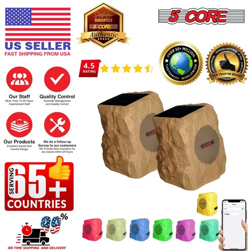 5-Core Rock Lautsprecher Paar Bluetooth Outdoor Wasserdicht Solar Garten Pool Lautsprecher - Bild 12 von 43