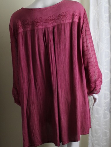 NWT Parsley & Sage Sz 3X ROSE PINK V-Neck Rayon Blouse Tunic Shirt Top - Picture 2 of 6