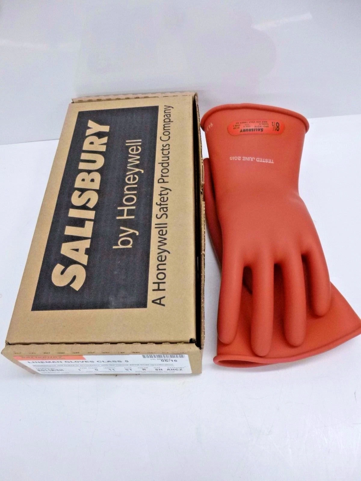 NEW!! SALISBURY RED LINEMAN GLOVES, NATURAL RUBBER, 0 CLASS, E011R/8H