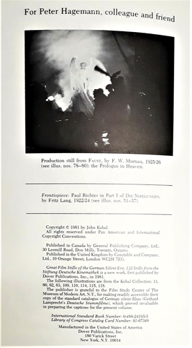 Great Film Stills of the German Silent Era, John Kobal, Paperback, Dover 1981 - Foto 10 di 10