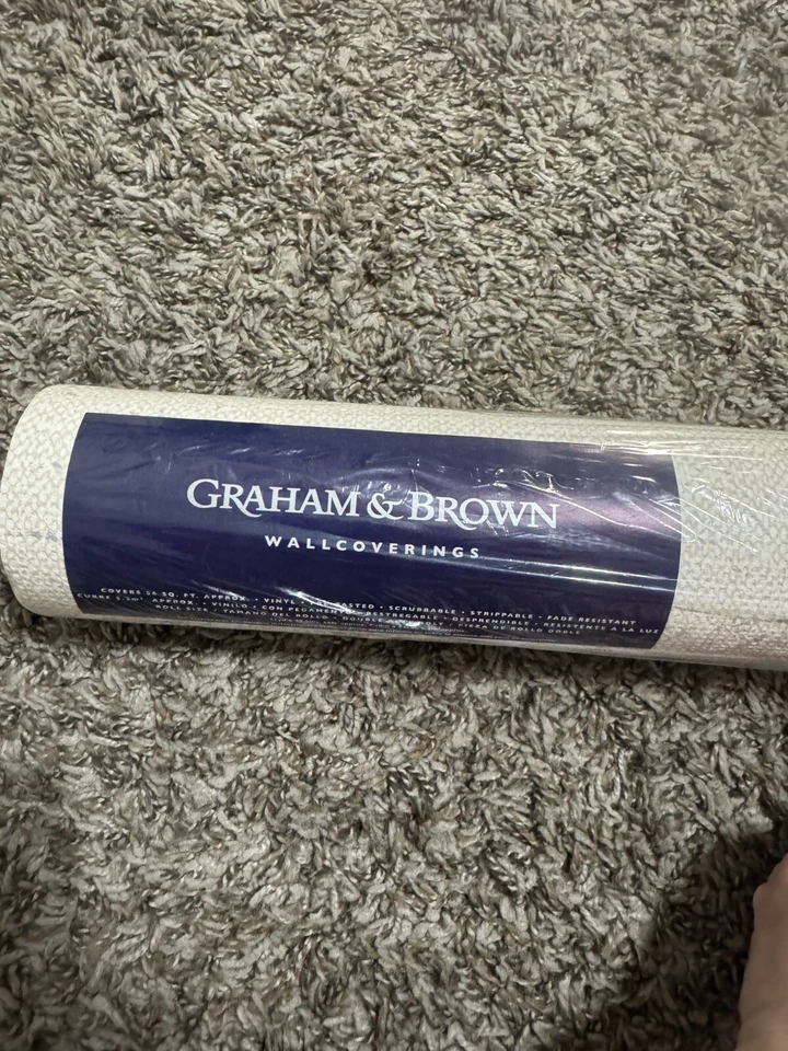 Papel tapiz vinilo Graham & Brown 15950158 arpillera beige/azul 56 pies cuadrados (1) perno Foto 2 de 4