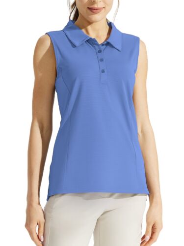 Womens Golf Wear T-shirt Collar Vest Sleeveless Breathable Sun Protect Summer AU - Picture 13 of 17