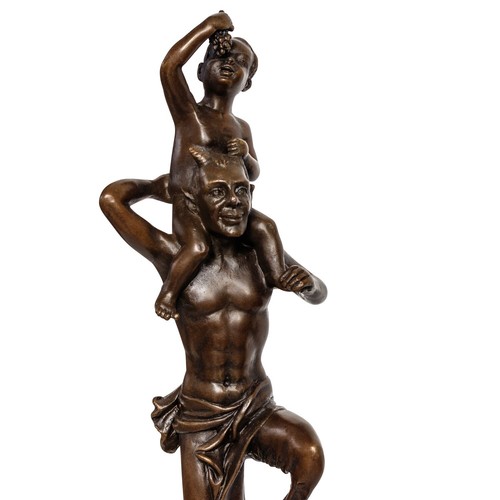 Scultura in bronzo piccolo Bacco vino fauno in stile antico statua bronzo 31 cm - Foto 3 di 6