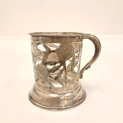 Vintage MEXICO 925 STERLING SILVER Cup HOLDER Pierced - Picture 3 of 7