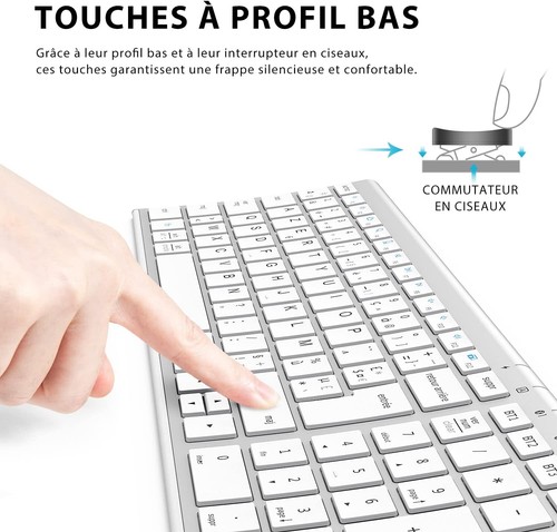 iClever Clavier Bluetooth AZERTY, 1-3 Appareils, Rechargeable, Ultra Mince - Picture 4 of 7