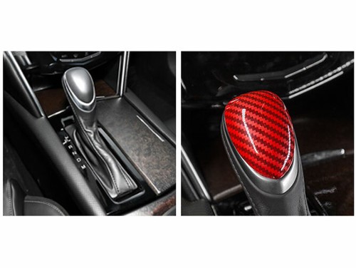 For Cadillac XTS 2013-2020 Console Gear Shift Knob Cover Trim Red Carbon Fiber - Picture 3 of 4