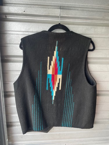 Vintage Max Cordova Truchas New Mexico Wool Vest Native American Blanket Sz M/L - Picture 8 of 21