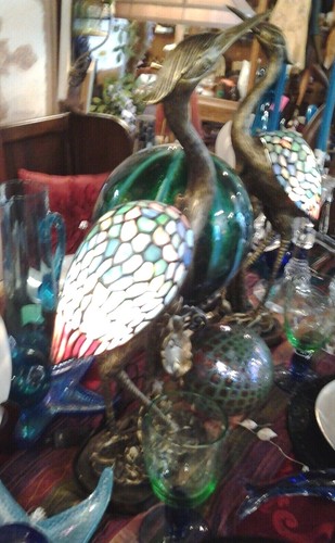 Gorgeous Stained Glass Heron Lamps 24" tall Sold separately - Picture 6 of 11