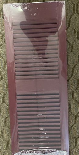 Builders Edge Louvered Vinyl Exterior Shutters Pair - Wineberry - Picture 3 of 4