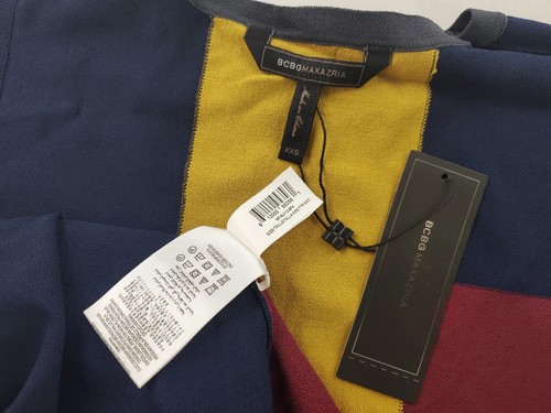 BCBGMAXAZRIA women dress NFV6J113-6P4 portcombo rayon navy red XXS $198 - 第 8/11 張圖片