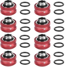 8 Pcs FreezeMod G1/4 Thread Compression Fitting for 16mm OD Hard Rigid TUBE RED