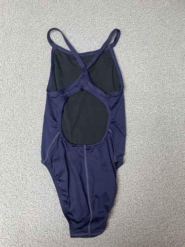 TYR One Piece Swimsuit Womens 34 navy blue solid Swimwear - Picture 3 of 5