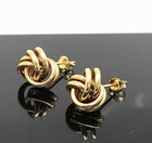 Love Knot Earrings 14k Yellow Gold Push Back Women's Estate Jewelry