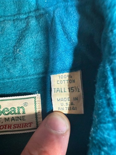 Vtg LL Bean Men 15.5 Tall Chamois Cloth Shirt Flannel Long Sleeve Made In USA - Picture 2 of 7