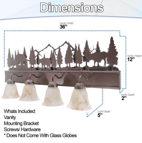 Rustic Bathroom Vanity Light Fixture w/ Wildlife Silhouette Cabin nLodge Decor - Picture 2 of 4