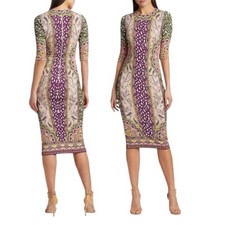 Alice + Olivia Delora Collared Floral Print Sheath Dress Stretch Size 4