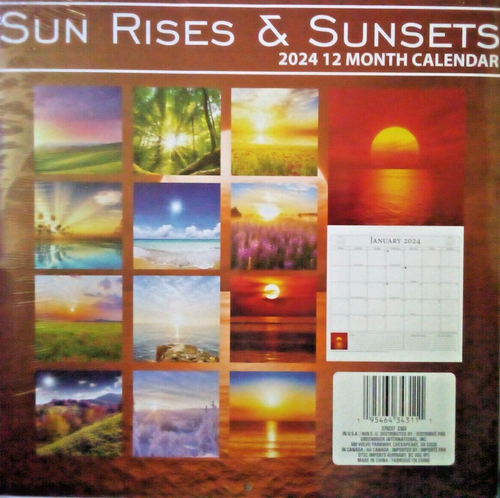 2024 Sun Rises Sunsets Landscape Wall Desk Calendar Organizer Planner FREE S/H! - Picture 2 of 2