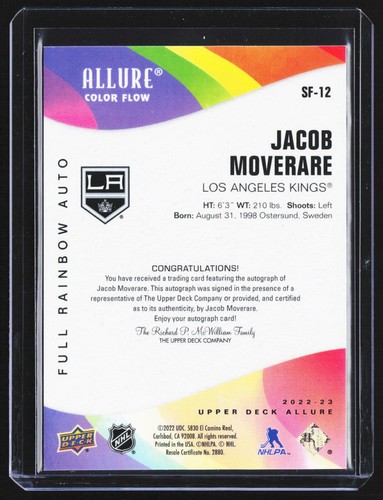 2022-23 Allure Jacob Moverare full rainbow auto #SF-12 LA Kings - Picture 2 of 3