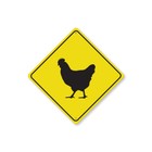 Chicken Crossing Diamond Metal Sign