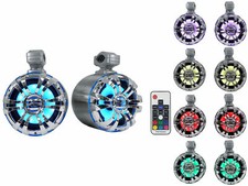  2 Rockville WB65KLS Silver 6.5" 300w Metal Marine Wakeboard LED Tower Speakers