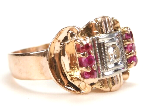 Antique P & L Engagement Diamond Ring 13K Rose White Gold Ring Size 7 UK-N1/2 - Picture 3 of 13