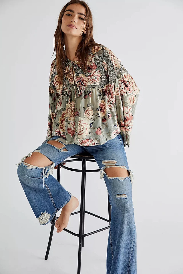 FREE PEOPLE Elsa Embellished Floral Jacket MEDIUM RRP$198 - Image 3 of 4
