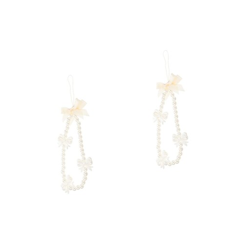 2 Count Pearl Phone Lanyard Bow Charm White Chain Cell Holder Mobile - Zdjęcie 11 z 12