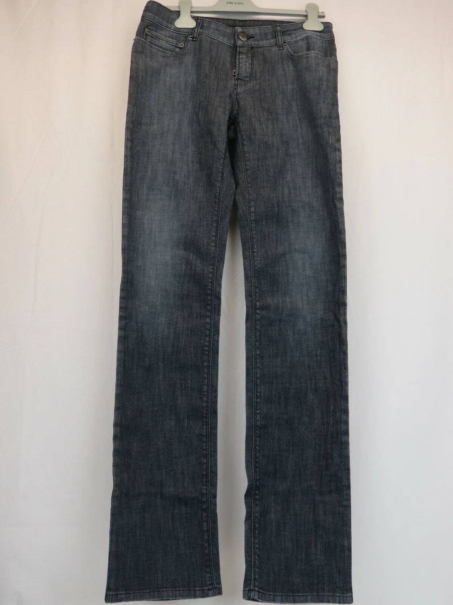 NWT PRADA GFPA28 BLACK FINE DENIM LETTERING LOGO ZIP BUTTON JEANS 29