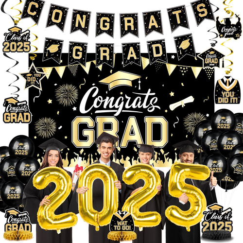 Graduation Decorations 2025 Gold Themed, Graduation Party Decorations Class of 2 - Picture 8 of 12