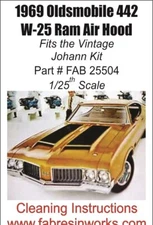 1969 Olds 442 W-25 Ram Air Hood FAB Resinworks 25504 fits Johan 1/25th Scale