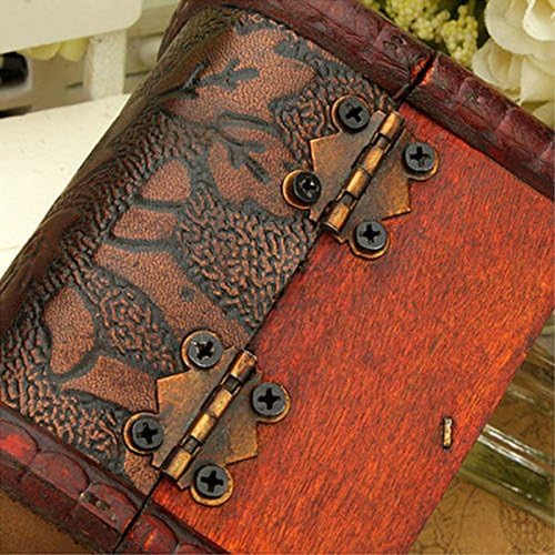 Caja joyero de madera hecha a mano con cerradura de tesoro de joyería vintage pequeña - Imagen 6 de 12