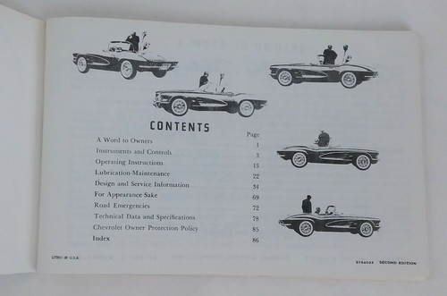 1961 Chevrolet Corvette Operator Owners Manual User Guide ~~2nd Edition!!! NICE - Picture 2 of 8