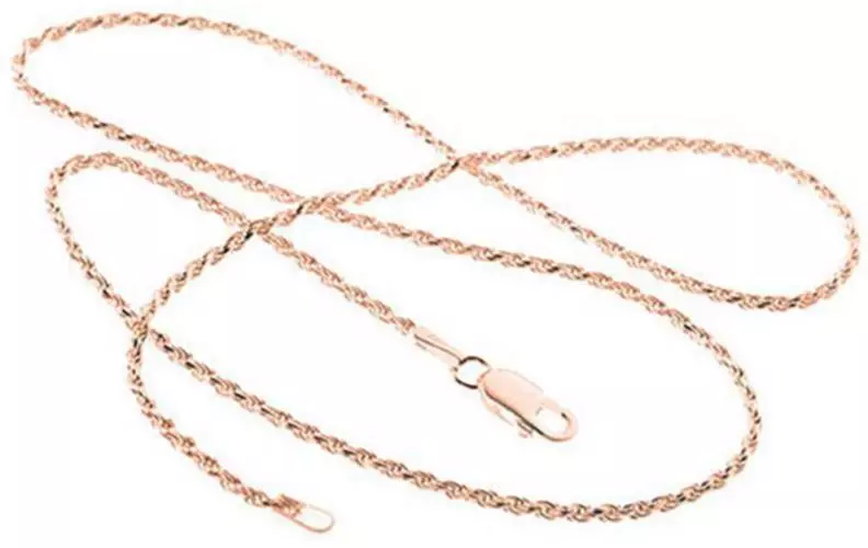 New YEIDID 18k Rose Gold Plated ROPE CHAIN NECKLACE 1.5 mm Size 20
