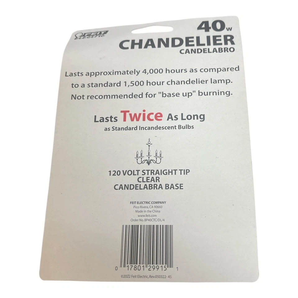 FEIT ELECTRIC 40W Double life 6 pack -24 bulbs total 120volt BP40CTC/DL/4 29915 - Image 3 of 3