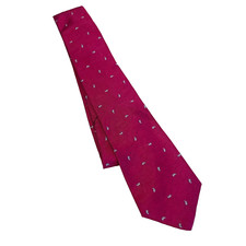 Yves Saint Laurent YSL Silk Paisley Pointed Neck Tie Men Pink Classic Adjustable