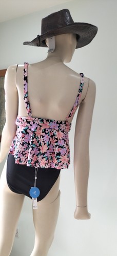 Cupshe Swim Floral Peplum Black Tankini 2 Piece Swimwear. UK/M/12-14 🆕 - Picture 16 of 23