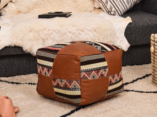 Stuffed Floor Cushion, Morrocan Handmade footstool, Home Boho Decor,Ottoman Pouf - Picture 4 of 18