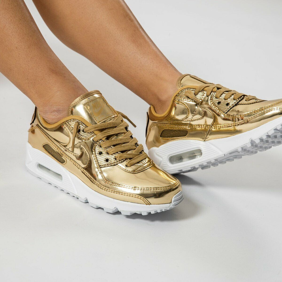 Nike Air Max 90 SP Metallic Gold/White Women's Trainers Casual Shoes UK 4