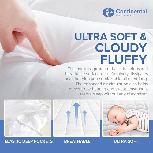 Continental Bedding Cooling Infused Mattress Pad Sleep in Chill Comfort - Picture 43 of 69