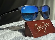 Maui Jim Dragons Teeth Lele Kawa MJ 811 03S Dark Navy Stripe Frame  Blue Lenses
