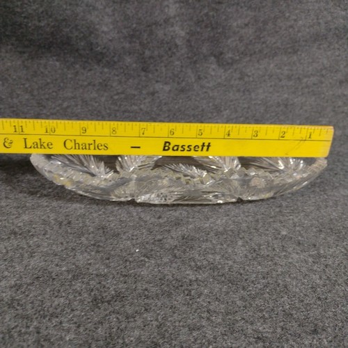 American Brilliant Period Relish Dish Clear Glass Sawtooth Etched Leaf Relief - Picture 11 of 14