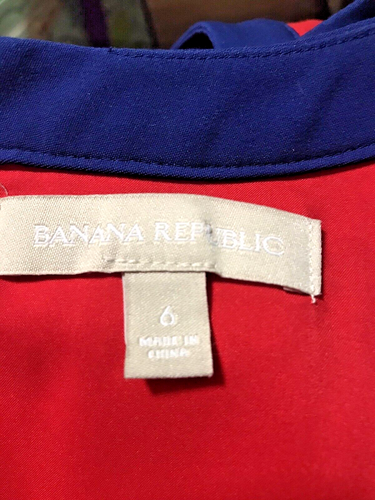 Banana Republic Color block Sleeveless Dress Size 6 Red Navy Career Work Date - Picture 8 of 14