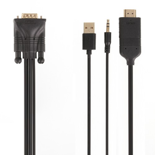 1.8M HD 1080P VGA to HDMI + USB + 3.5mm Audio Video Adapter Cable For PC TV HDTV - Picture 1 of 5